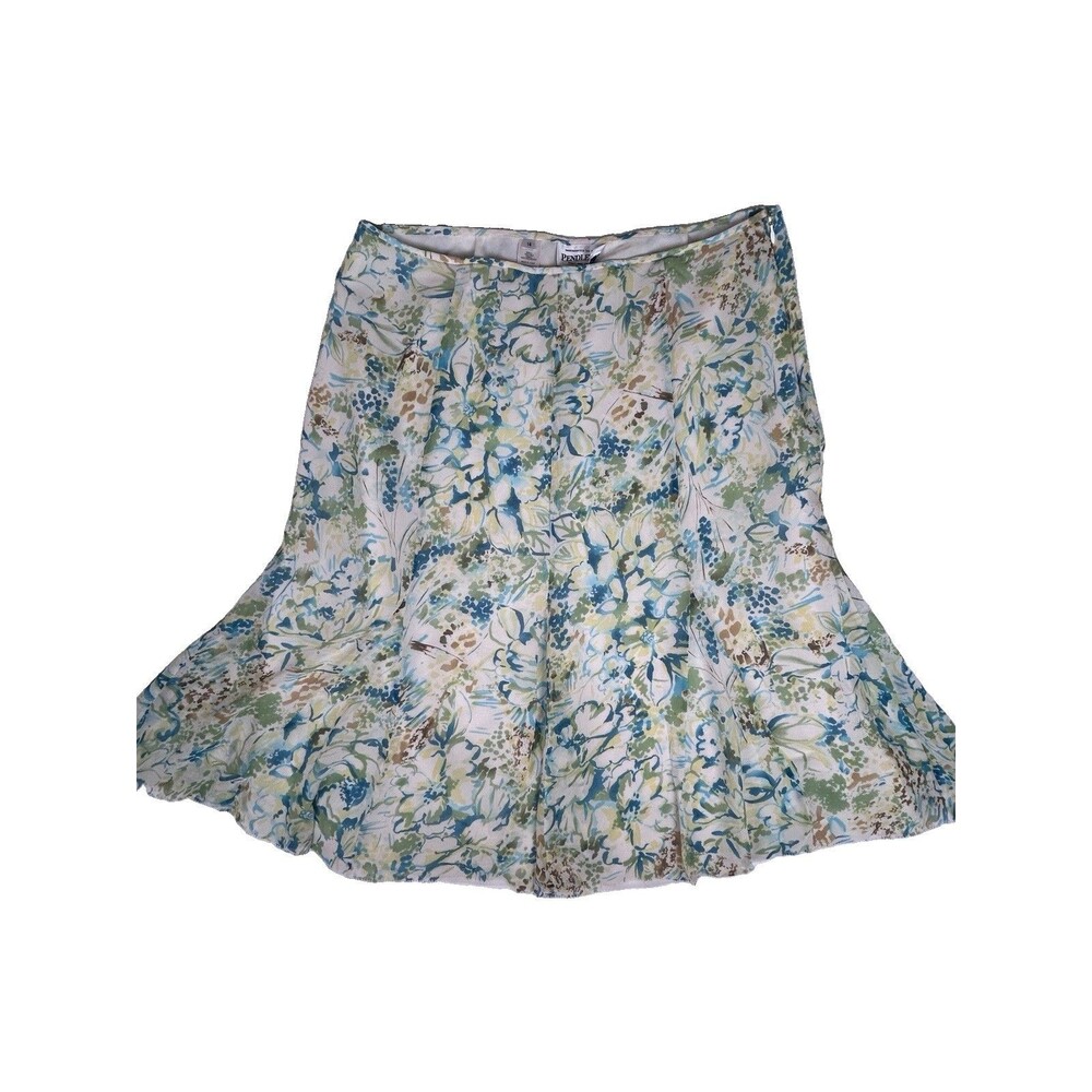 PENDLETON Women's 100% Silk A-line Flare Skirt Floral Lined Multicolor Size 14